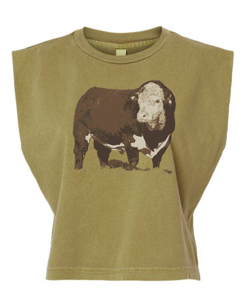 The Hereford Muscle Tank - Cowhide and Conchos
