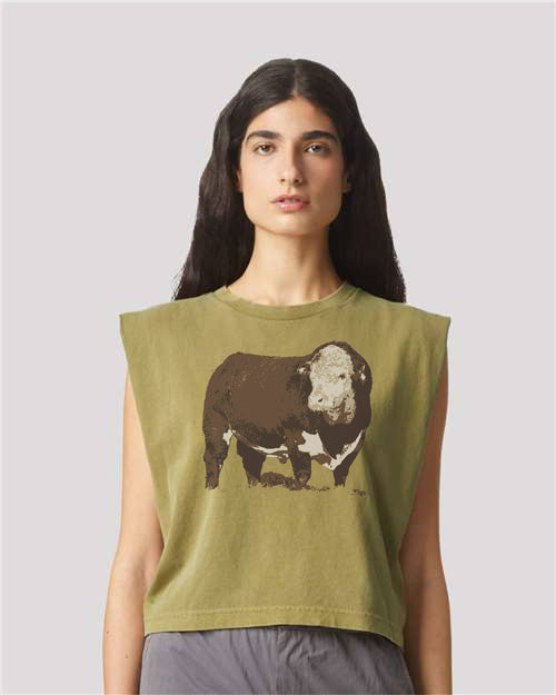 The Hereford Muscle Tank - Cowhide and Conchos