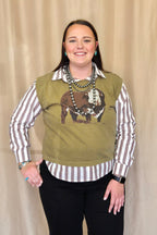 The Hereford Muscle Tank - Cowhide and Conchos