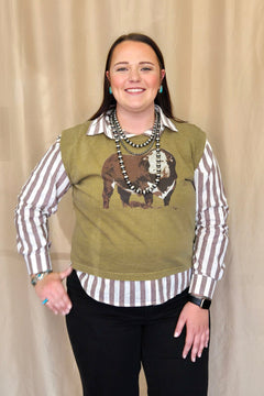 The Hereford Muscle Tank - Cowhide and Conchos