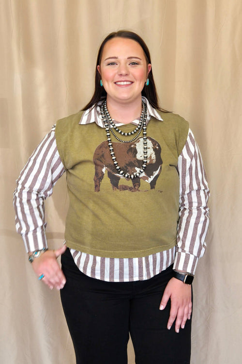 The Hereford Muscle Tank - Cowhide and Conchos