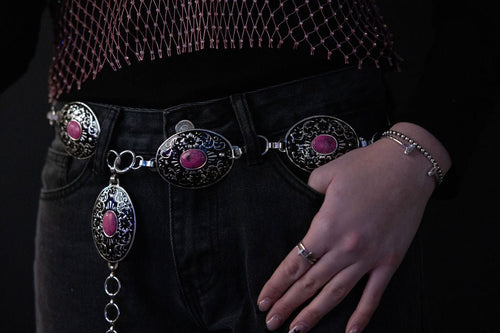 The Miranda Concho Belt - Medium/Large - Cowhide and Conchos