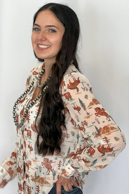 The Old West Blouse - Cowhide and Conchos