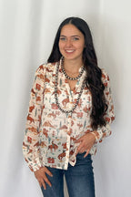 The Old West Blouse - Cowhide and Conchos