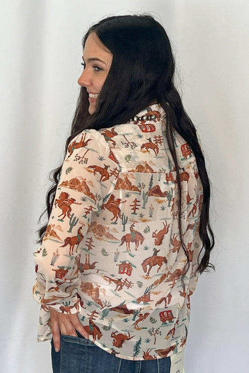 The Old West Blouse - Cowhide and Conchos