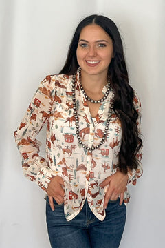 The Old West Blouse - Cowhide and Conchos