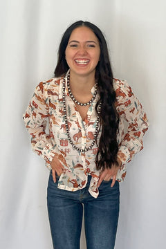 The Old West Blouse - Cowhide and Conchos
