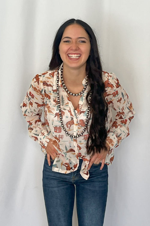 The Old West Blouse - Cowhide and Conchos
