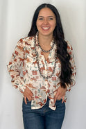 The Old West Blouse - Cowhide and Conchos