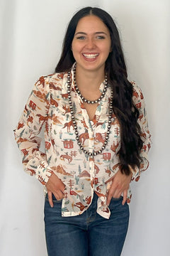 The Old West Blouse - Cowhide and Conchos