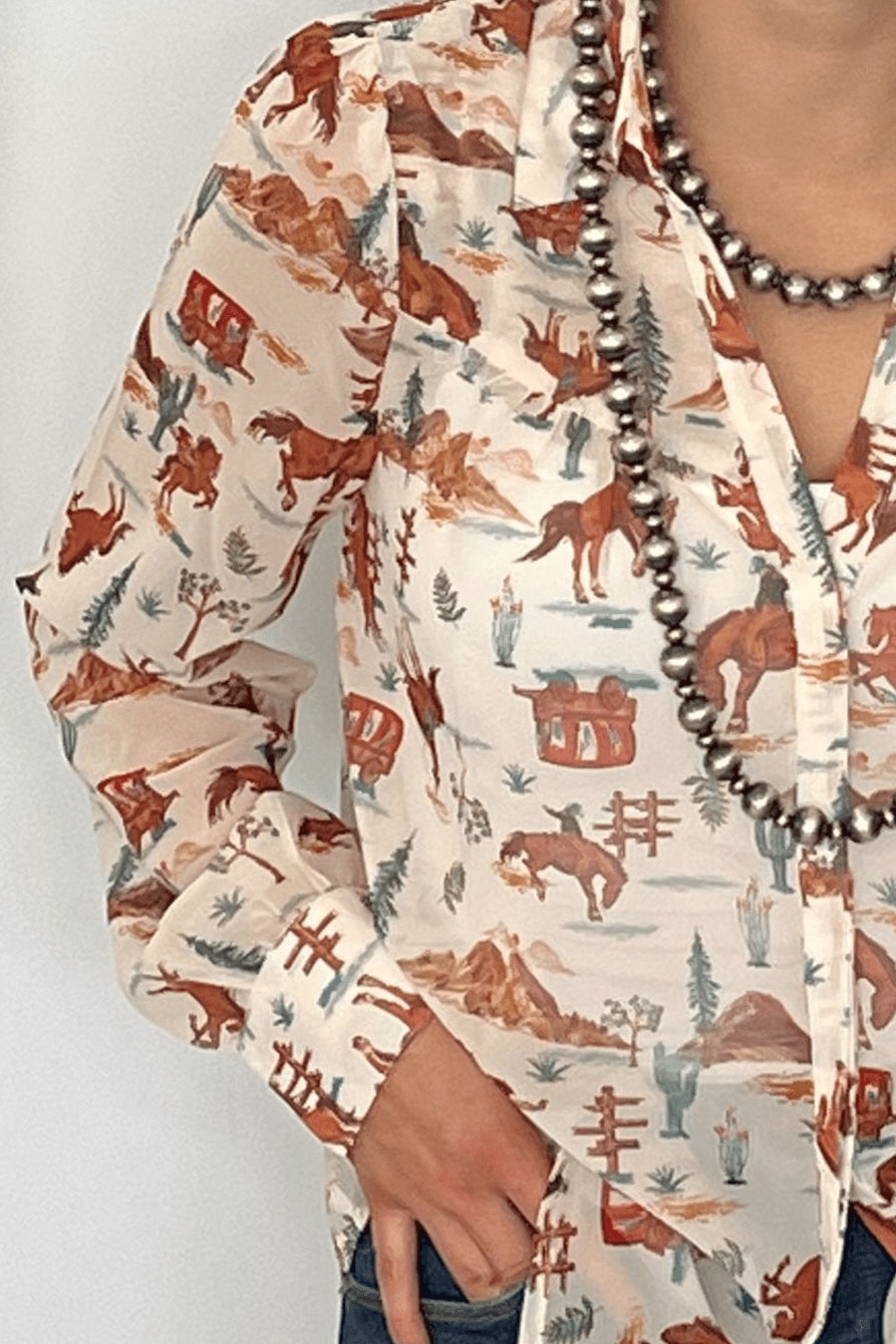 The Old West Blouse - Cowhide and Conchos