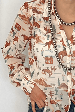 The Old West Blouse - Cowhide and Conchos