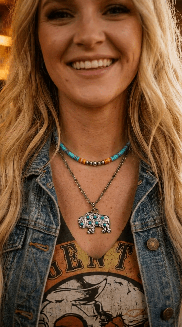 The Vibrant Choker: Spiny Oyster, Variscite Turquoise & Sterling Pearls - Cowhide and Conchos