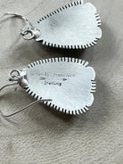 Thomas Francisco Navajo Sterling Silver Earrings with Tyrone Turquoise — 1 5/8" × 3/4" (Hallmarked) - Cowhide and Conchos