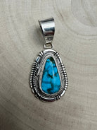 Thomas Francisco Navajo Sterling Silver Pendant with Kingman Turquoise — 2" × 7/8" (Hallmark) - Cowhide and Conchos