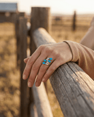Thomas Yazzie Navajo Handmade Sterling Silver Opal Adjustable Ring — Adjustable Size 7-8.5 - Cowhide and Conchos