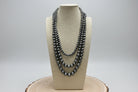 Three Long Strand Faux Sterling Pearl Layered Necklace Set - 35" + 3 - Cowhide and Conchos