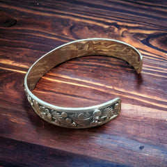 Tom Dinetso Sterling Silver Bracelet - 5 5/8 with 1" gap - Cowhide and Conchos
