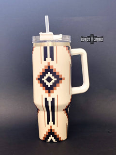 Tomahawk Large Tumbler - Cowhide and Conchos