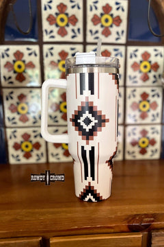 Tomahawk Large Tumbler - Cowhide and Conchos