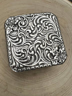 Tombstone Jewelry Box - Cowhide and Conchos