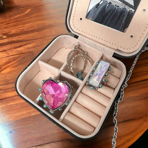 Tombstone Jewelry Box - Cowhide and Conchos