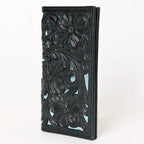 Tooled Genuine Leather Western Wallet - Cowhide and Conchos