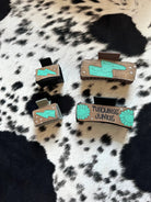 Tooled leather claw clips - Cowhide and Conchos
