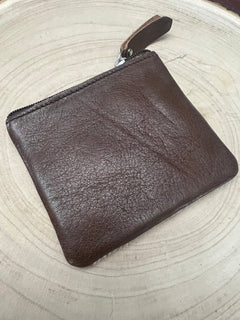 Tooled Leather & Cowhide Coin and card Purse - Highland Cow - Cowhide and Conchos
