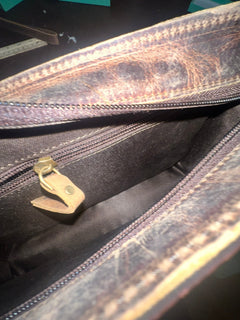 Tooled Leather Crossbody - Cards, Dice and Turquoise - Cowhide and Conchos