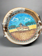 Tooled Leather & Painted Tray - Roper - Cowhide and Conchos