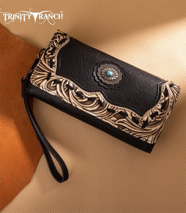 Trinity Ranch Concho Collection Wallet - Black - Cowhide and Conchos