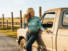 Turquoise Aztec Printed Long Sleeve Mesh Tops - Cowhide and Conchos