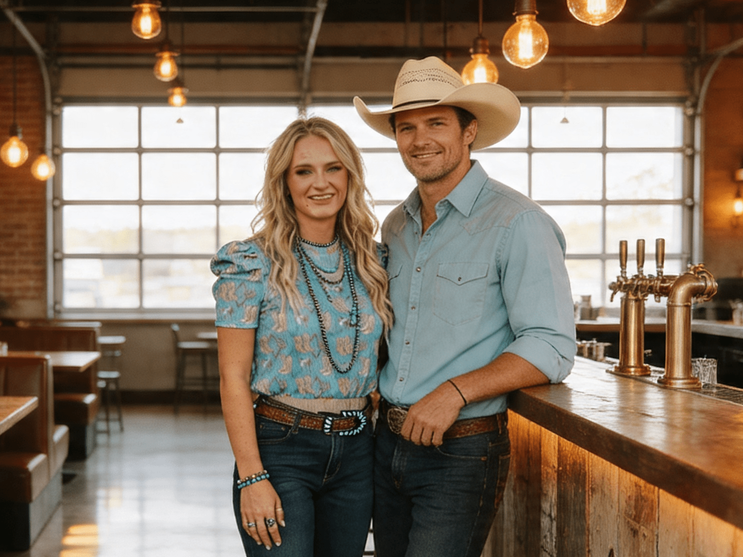 Turquoise Boots Printed Puff Short Sleeve Top - Cowhide and Conchos