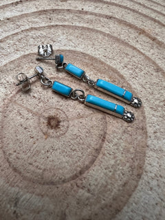 Turquoise Drop Earrings by Falenia Malie - Cowhide and Conchos