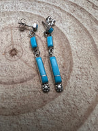 Turquoise Drop Earrings by Falenia Malie - Cowhide and Conchos