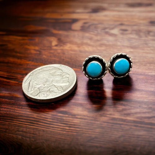 Turquoise Earrings by Carina Leekity - Small but not petite - Cowhide and Conchos
