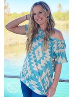 Turquoise Knit Top - XS, Small, Large remaining - Cowhide and Conchos