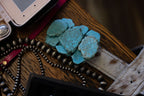 Turquoise Slab Belt Buckle - Medium Size - Cowhide and Conchos