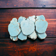 Turquoise Slab Belt Buckle - Medium Size - Cowhide and Conchos