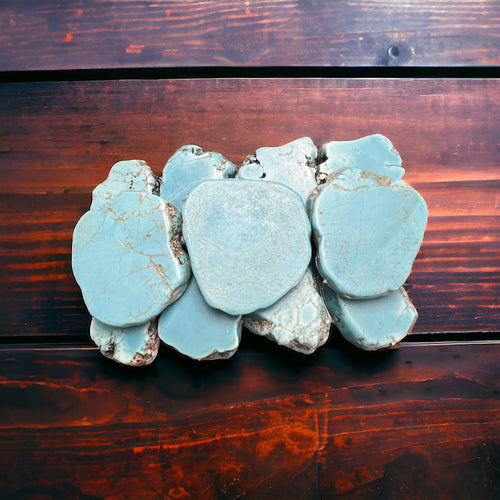 Turquoise Slab Belt Buckle - Medium Size - Cowhide and Conchos