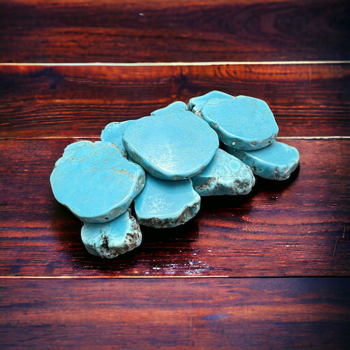 Turquoise Slab Belt Buckle - Medium Size - Cowhide and Conchos