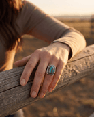 Turquoise & Sterling Silver Horseshoe-Shape Ring — Size 6 - Cowhide and Conchos