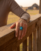 Turquoise & Sterling Silver Links Ring — Size 11 - Cowhide and Conchos