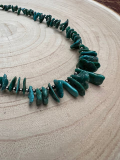 Turquoise with 3 mm Sterling Silver Pearls - 18 inch - Cowhide and Conchos