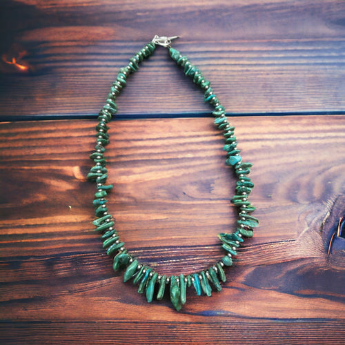 Turquoise with 3 mm Sterling Silver Pearls - 18 inch - Cowhide and Conchos