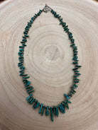 Turquoise with 3 mm Sterling Silver Pearls - 18 inch - Cowhide and Conchos