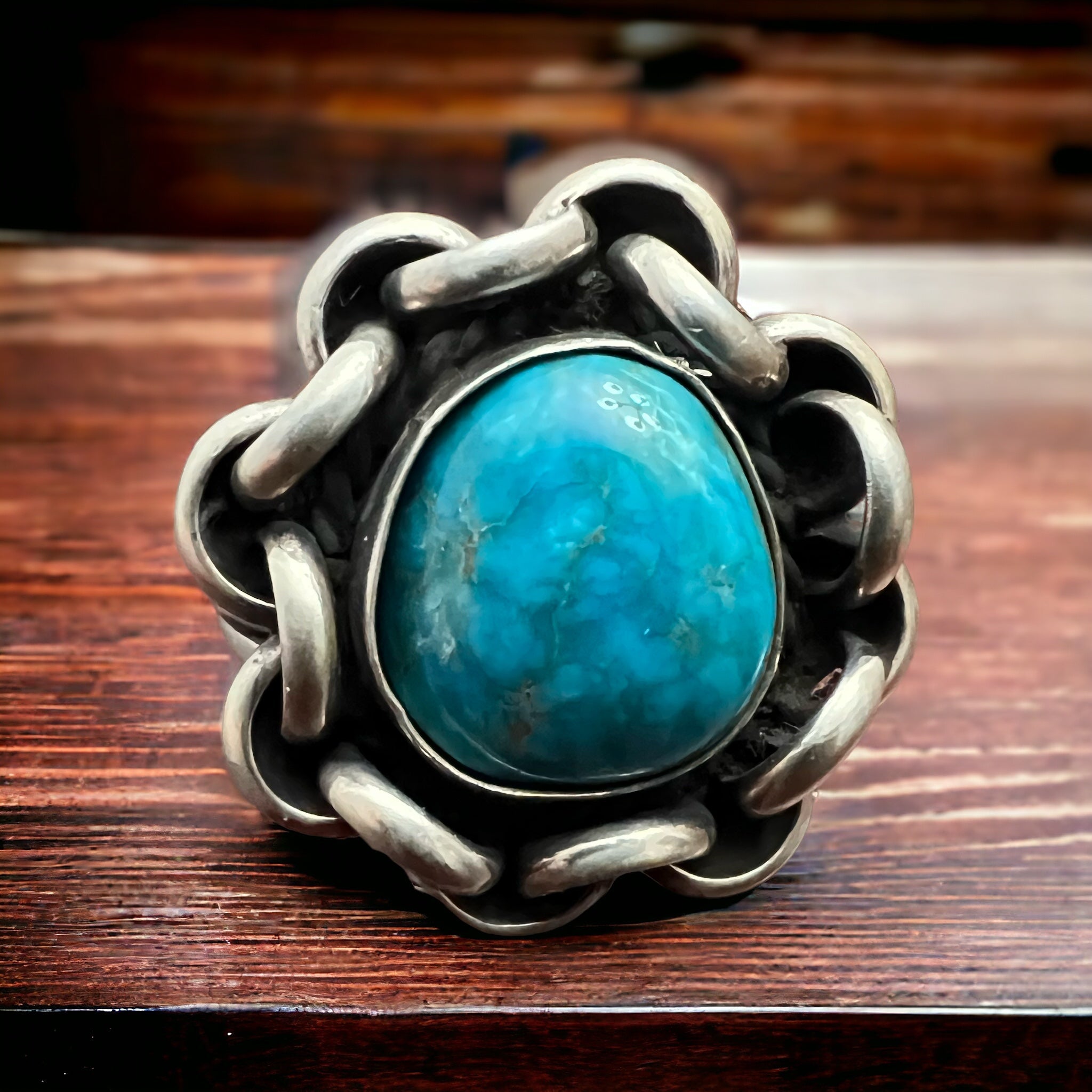 Turquoise with sterling links - Size 11 - Cowhide and Conchos