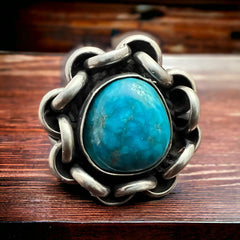 Turquoise with sterling links - Size 11 - Cowhide and Conchos