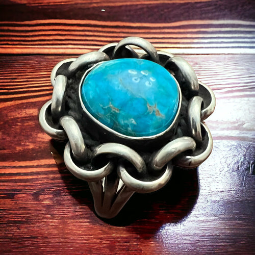 Turquoise with sterling links - Size 11 - Cowhide and Conchos